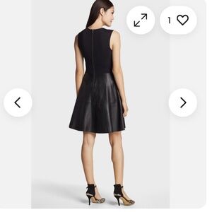 Halogen Black Sleeveless Leather Fit and Flare Dress, Size 10